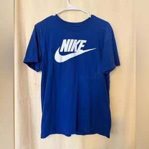 The Nike Tee, Unisex Size Small Blue/Graphic White Lettering Logo Across Chest